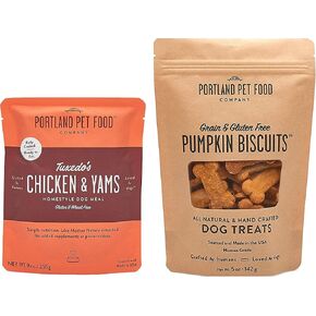 Portland Pet Food Company Multipack (1 x Meal Pouch & 1 x Biscuit Pack) — Tuxedo's Chicken Meal and Grain & Gluten-Free Pumpkin Biscuits Combo Pack