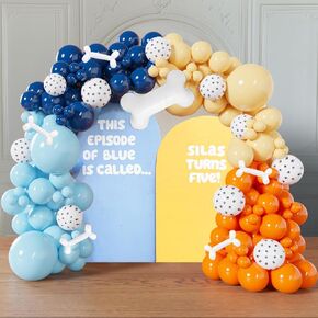 Blue Balloons Garland Kit Blush Nude Baby Blue Dusty Orange Dog Paw Print Balloons Arch Bone Balloon for Dog Themed Birthday Party Decorations Boys Girls Baby Shower Birthday Party Supplies
