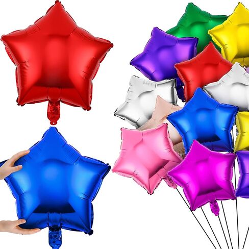 Raiten 100 Pieces 18 Inch Star Shape Foil Balloon Foil Helium Balloons Star Balloon for New Year Eve Party Birthday Wedding Decorations(Multicolor) in Kuwait