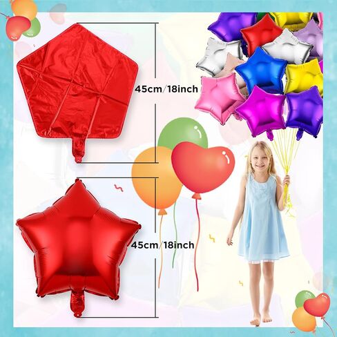 Raiten 100 Pieces 18 Inch Star Shape Foil Balloon Foil Helium Balloons Star Balloon for New Year Eve Party Birthday Wedding Decorations(Multicolor) in Kuwait