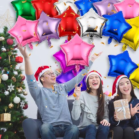 Raiten 100 Pieces 18 Inch Star Shape Foil Balloon Foil Helium Balloons Star Balloon for New Year Eve Party Birthday Wedding Decorations(Multicolor) in Kuwait