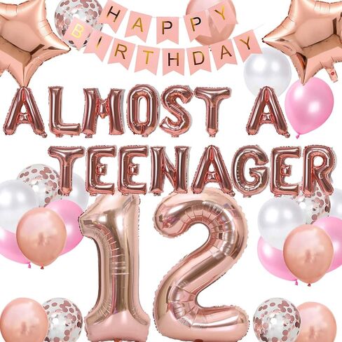 12th Birthday Decorations for Boys Blue, Almost a Teenager 12th Birthday Balloons Silver 12th Birthday Banner Number 12 Star Foil Balloons Confetti Balloons for 12 Years Old Birthday Boys(12th) in Kuwait