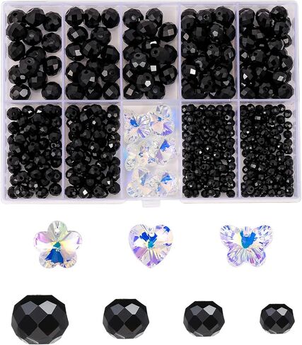 FZH4-10mm Faceted Briolette Glass Bead Kit لـ Jewelry Making 410pcs Rondelle Shape Crystal Spacer Beads DIY سوار قلادة مع 6 قلادة بلورية (خضراء صافية) in Kuwait