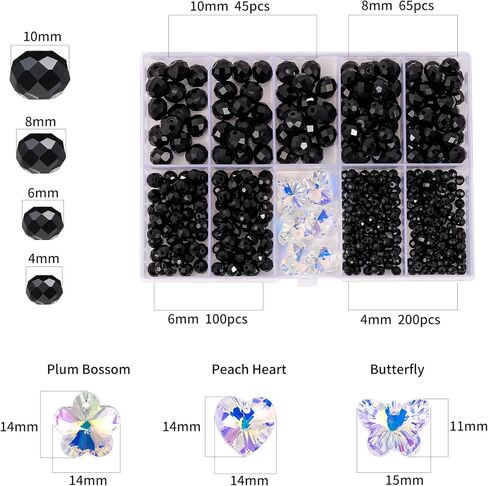 FZH4-10mm Faceted Briolette Glass Bead Kit لـ Jewelry Making 410pcs Rondelle Shape Crystal Spacer Beads DIY سوار قلادة مع 6 قلادة بلورية (خضراء صافية) in Kuwait