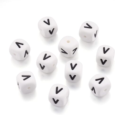 Beadthoven 100pcs خطاب السيليكون E Beads Bulk 12mm مكعب أبجدية حبات السيليكون البؤرية مفهومة فضفاضة حبات رسائل متنوعة من المطاط الأبيض لسلسلة سوار تصنيع أحلام الحبل المجوهرات DIY in Kuwait