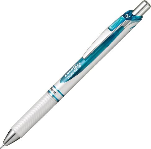 Pentel Energel Knock Ballpoint Pen, 0.5mm Needle Tip, Red Ink, Silver Body with Red Accent (BLN75Z-B) in Saudi Arabia