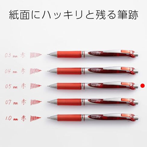Pentel Energel Knock Ballpoint Pen, 0.5mm Needle Tip, Red Ink, Silver Body with Red Accent (BLN75Z-B) in Saudi Arabia