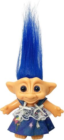 Lucky Vintage Troll Dolls, Lucky Doll Chromatic Adorable for Collections, School Project, Arts and Crafts, Party Favors- 7.5" Tall(Include The Length of Hair) (Dark Blue) in Saudi Arabia
