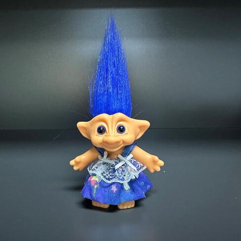 Lucky Vintage Troll Dolls, Lucky Doll Chromatic Adorable for Collections, School Project, Arts and Crafts, Party Favors- 7.5" Tall(Include The Length of Hair) (Dark Blue) in Saudi Arabia