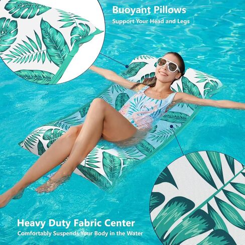 Jasonwell Water Hammock Pool Floats - 2PACK Fabric Inflatable Pool Hammock Float Floaties 4 in 1 (Saddle Lounge Chair Drifter) Lake Beach Floating Loungers Swimming Pool Rafts Toys for Adults in Kuwait