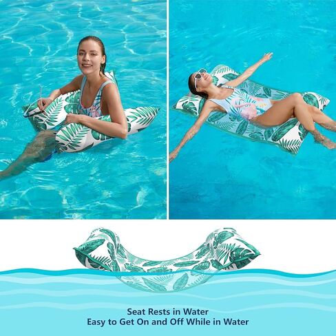 Jasonwell Water Hammock Pool Floats - 2PACK Fabric Inflatable Pool Hammock Float Floaties 4 in 1 (Saddle Lounge Chair Drifter) Lake Beach Floating Loungers Swimming Pool Rafts Toys for Adults in Kuwait