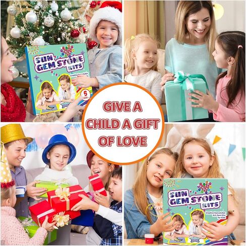 Yazhiji 6 Sheets Diamond Window Art Craft Kits for Kids, Suncatcher Kit for Ages 6 7 8 9 10 Flower Sun Dolphin DIY Painting Kit for Girls or Boys Ages 6+ Gemstone Sticker as Christmas Party Decor in Saudi Arabia