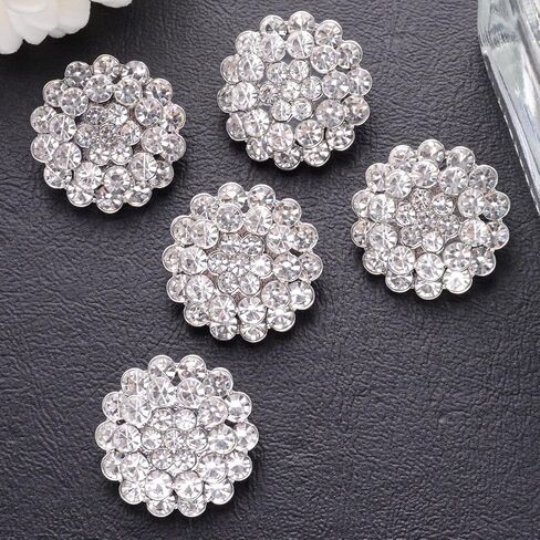 10PCS Rhinestone Buttons Crystal Diamond Buttons Accessory Embellishments for DIY Jewelry Crafts, Wedding Party Bridal Bouquet Clothes Hat Decoration (Clear-7) in Kuwait