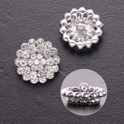 10PCS Rhinestone Buttons Crystal Diamond Buttons Accessory Embellishments for DIY Jewelry Crafts, Wedding Party Bridal Bouquet Clothes Hat Decoration (Clear-7) in Kuwait