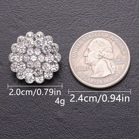 10PCS Rhinestone Buttons Crystal Diamond Buttons Accessory Embellishments for DIY Jewelry Crafts, Wedding Party Bridal Bouquet Clothes Hat Decoration (Clear-7) in Kuwait