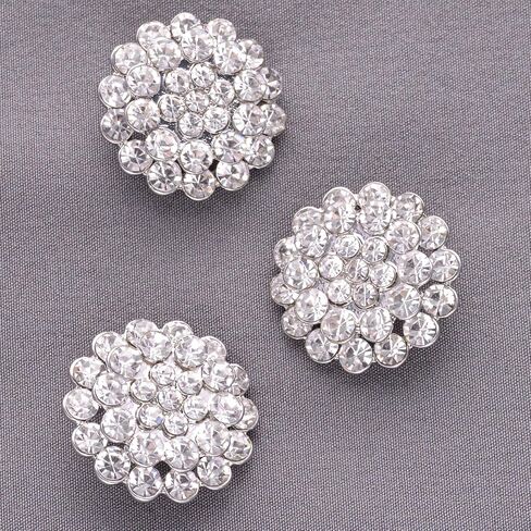 10PCS Rhinestone Buttons Crystal Diamond Buttons Accessory Embellishments for DIY Jewelry Crafts, Wedding Party Bridal Bouquet Clothes Hat Decoration (Clear-7) in Kuwait
