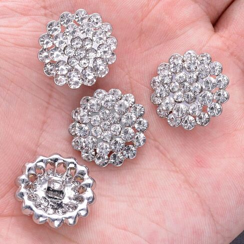 10PCS Rhinestone Buttons Crystal Diamond Buttons Accessory Embellishments for DIY Jewelry Crafts, Wedding Party Bridal Bouquet Clothes Hat Decoration (Clear-7) in Kuwait