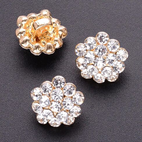 10PCS Rhinestone Buttons Crystal Diamond Buttons Accessory Embellishments for DIY Jewelry Crafts, Wedding Party Bridal Bouquet Clothes Hat Decoration (Clear-7) in Kuwait