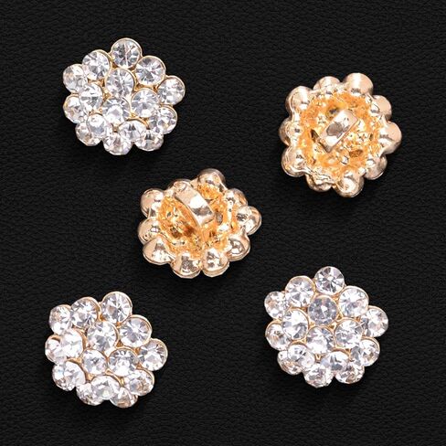 10PCS Rhinestone Buttons Crystal Diamond Buttons Accessory Embellishments for DIY Jewelry Crafts, Wedding Party Bridal Bouquet Clothes Hat Decoration (Clear-7) in Kuwait