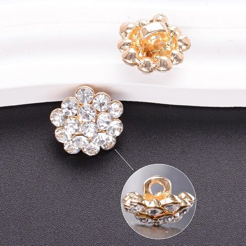 10PCS Rhinestone Buttons Crystal Diamond Buttons Accessory Embellishments for DIY Jewelry Crafts, Wedding Party Bridal Bouquet Clothes Hat Decoration (Clear-7) in Kuwait