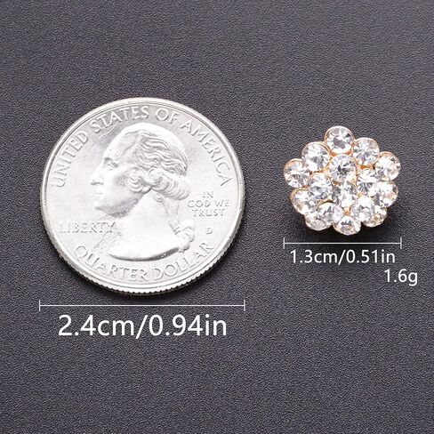 10PCS Rhinestone Buttons Crystal Diamond Buttons Accessory Embellishments for DIY Jewelry Crafts, Wedding Party Bridal Bouquet Clothes Hat Decoration (Clear-7) in Kuwait