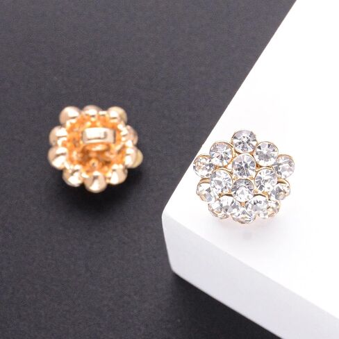 10PCS Rhinestone Buttons Crystal Diamond Buttons Accessory Embellishments for DIY Jewelry Crafts, Wedding Party Bridal Bouquet Clothes Hat Decoration (Clear-7) in Kuwait