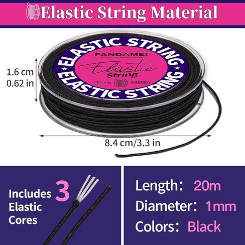 FANDAMEI 1mm Elastic String for Beading, Elastic Cord Stretchy for Bracelets Making, Stretch Bead Cord for Jewelry Making, Sturdy Thread for Bracelet Necklace Crafts Christmas DIY Elastic String Cord in Kuwait