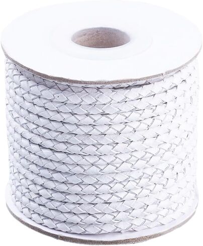 About 11 Yards 3Mm Black Braided Leather Cord Round Leather String Bolo Folded Genuine Cowhide Rope Strings with Spool for Jewelry Making Necklaces Bracelets Keychain DIY Crafts Supplies in Kuwait