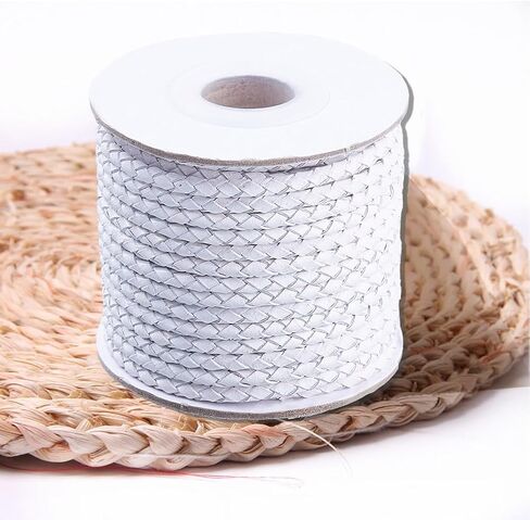 About 11 Yards 3Mm Black Braided Leather Cord Round Leather String Bolo Folded Genuine Cowhide Rope Strings with Spool for Jewelry Making Necklaces Bracelets Keychain DIY Crafts Supplies in Kuwait