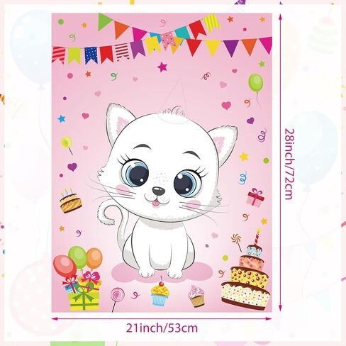 لعبة Plulon Cat Party Game for Kids Pin the Hat Bow Tie على ملصق لعبة عيد ميلاد Cat For Boy Girl Birthday Summer Party Form in Kuwait