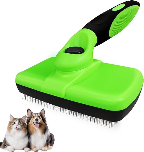 Qianruida Self Cleaning Slicker Brush for Grooming Long-haired or Short-haired Cats and Dogs Pet Brush for Shedding for Removing Undercoat and Tangled Hairs, Light Blue in Saudi Arabia