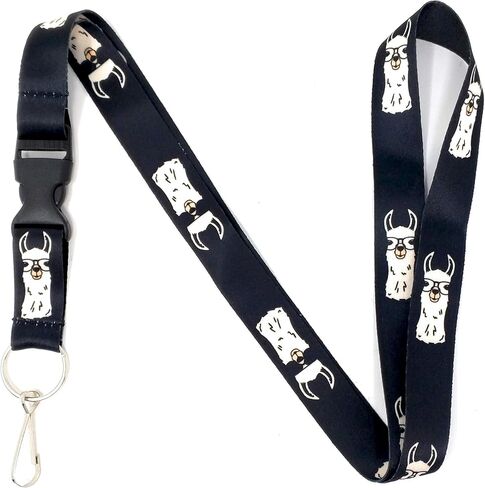 Vinylcation Hip Llama Lanyard Keychain and ID Holder with Detachable Buckle for Keys or Badge | Durable Black Polyester Novelty Necklace (Llama) in Saudi Arabia