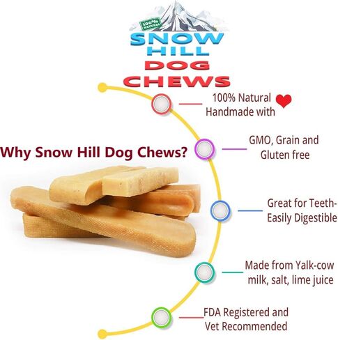 Snow Hill Natural Himalayan Yak Cheese Dog Chews XXL Monster 2 Pcs Long Lasting Natural Organic Protein-Rich Yaky Cheese Golden Bone Dog Treats Improved Oral Health - Yak Chews of Himalayas in Kuwait