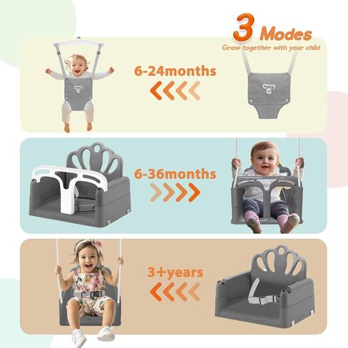 Foldable Toddler Swing Set and Baby Jumper, Indoor & Outdoor Use, Baby Bouncer Jumper, Safe and Durable Swing Set for Backyard (Gray) in Saudi Arabia