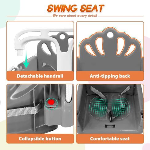 Foldable Toddler Swing Set and Baby Jumper, Indoor & Outdoor Use, Baby Bouncer Jumper, Safe and Durable Swing Set for Backyard (Gray) in Saudi Arabia