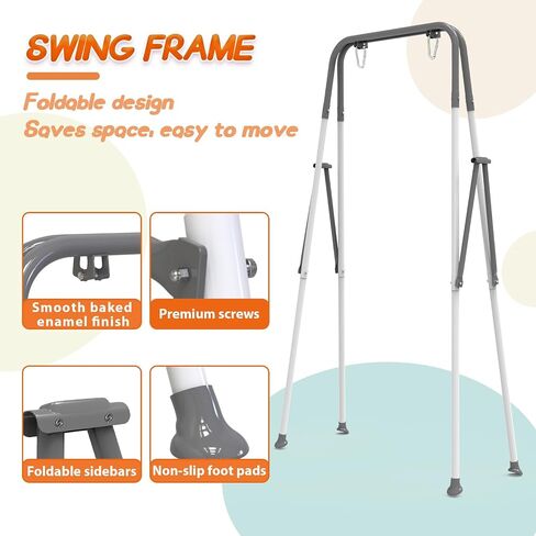 Foldable Toddler Swing Set and Baby Jumper, Indoor & Outdoor Use, Baby Bouncer Jumper, Safe and Durable Swing Set for Backyard (Gray) in Saudi Arabia