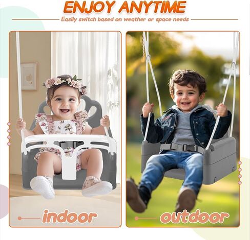 Foldable Toddler Swing Set and Baby Jumper, Indoor & Outdoor Use, Baby Bouncer Jumper, Safe and Durable Swing Set for Backyard (Gray) in Saudi Arabia