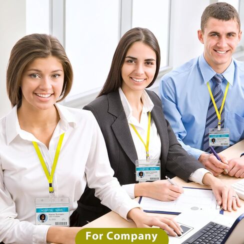Harloon 300 Pcs Lanyard with Id Badge Holder Lanyards for Id Badges Name Tag Lanyards with Alligator Clips Flat Cruise Lanyards with Horizontal Badge Holder for Business Office(Yellow) in Kuwait