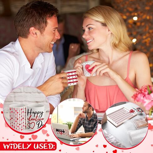 ReliThick 12 Sheets of Valentine's Day UV DTF Cup Wrap Transfer Sticker for Glass Valentine's Day Rub on Transfers for 16 oz Glass Cup Transfers for Furniture Waterproof Decals for DIY Crafts(Bright) in Kuwait