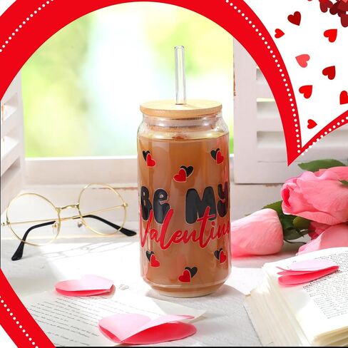 ReliThick 12 Sheets of Valentine's Day UV DTF Cup Wrap Transfer Sticker for Glass Valentine's Day Rub on Transfers for 16 oz Glass Cup Transfers for Furniture Waterproof Decals for DIY Crafts(Bright) in Kuwait