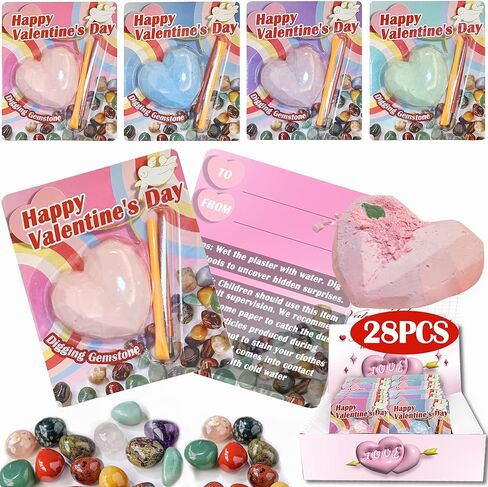 28 حزمة عيد الحب ديلز ، ومجموعات الوحل Glitter DIY على شكل قلب مع بطاقات المعايدة للفصول الدراسية المدرسية ، وتبادل حفلة عيد الحب. in Saudi Arabia