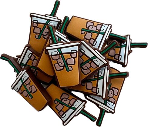 القهوة المثلجة الخرز بؤرة السيليكون | 12 PK Bulk بالجملة للجملة الطازجة شماعات القلم قابلة للبلعم مع مقطع شارة الجليد القش الأخضر in Saudi Arabia