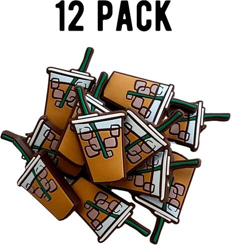 القهوة المثلجة الخرز بؤرة السيليكون | 12 PK Bulk بالجملة للجملة الطازجة شماعات القلم قابلة للبلعم مع مقطع شارة الجليد القش الأخضر in Saudi Arabia