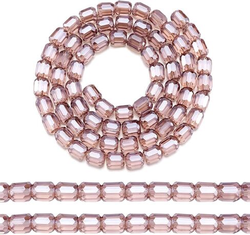 2Strands 8mm Clear AB Glass Column Beads Electroplate Faceted Column Glass Beads Crystal Column Spacer Beads for DIY Bracelet Earring Jewelry Making in Saudi Arabia