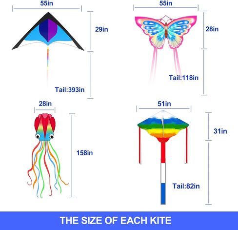 Kites for Kids & Adults, Beach Kites Set for Beginners, Easy to Fly Large Kites Pack for Boys and Girls, Kite String Included, Perfect for Outdoor Activities in Kuwait