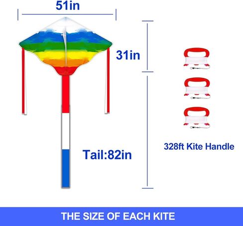 Kites for Kids & Adults, Beach Kites Set for Beginners, Easy to Fly Large Kites Pack for Boys and Girls, Kite String Included, Perfect for Outdoor Activities in Kuwait