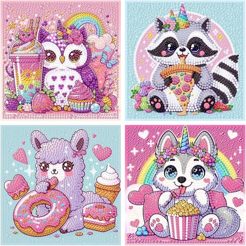 ajepon 4 Pack Animal Diamond Art Kits for Kids,Cute Animals Diamond Art for Kids Ages 8-12,Koala Dog Panda Bear Diamond Painting Kits for Kids with Package for Gift Home Wall Decor(6x6inch) in Saudi Arabia