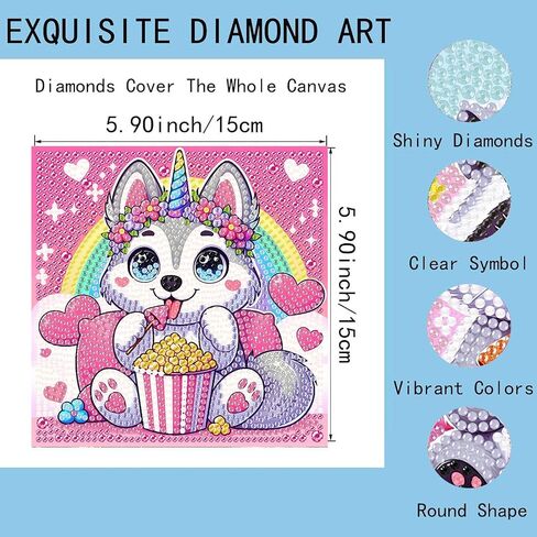 ajepon 4 Pack Animal Diamond Art Kits for Kids,Cute Animals Diamond Art for Kids Ages 8-12,Koala Dog Panda Bear Diamond Painting Kits for Kids with Package for Gift Home Wall Decor(6x6inch) in Saudi Arabia