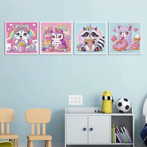 ajepon 4 Pack Animal Diamond Art Kits for Kids,Cute Animals Diamond Art for Kids Ages 8-12,Koala Dog Panda Bear Diamond Painting Kits for Kids with Package for Gift Home Wall Decor(6x6inch) in Saudi Arabia