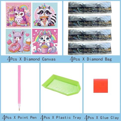 ajepon 4 Pack Animal Diamond Art Kits for Kids,Cute Animals Diamond Art for Kids Ages 8-12,Koala Dog Panda Bear Diamond Painting Kits for Kids with Package for Gift Home Wall Decor(6x6inch) in Saudi Arabia